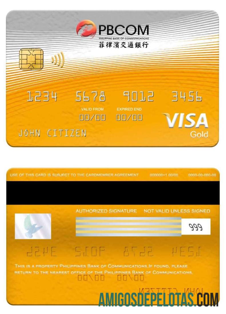 Philippines Bank Of Communications Visa Gold Card example